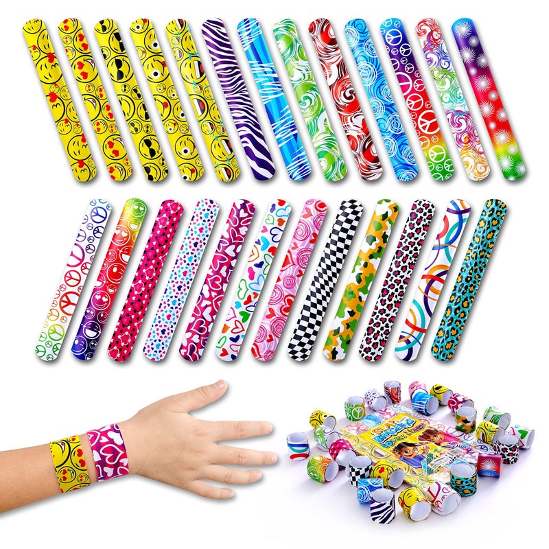 Giraffe Manufacturing Giraffe - 50 Pack Valentine Slap Bracelets for Kids - Multi Color Snap Bracelets Bulk - Friendship Band Toys - Stocking Stuffers Wristbands for Goody Bag - Easter Basket Fillers Party Favors for kids - Image 4